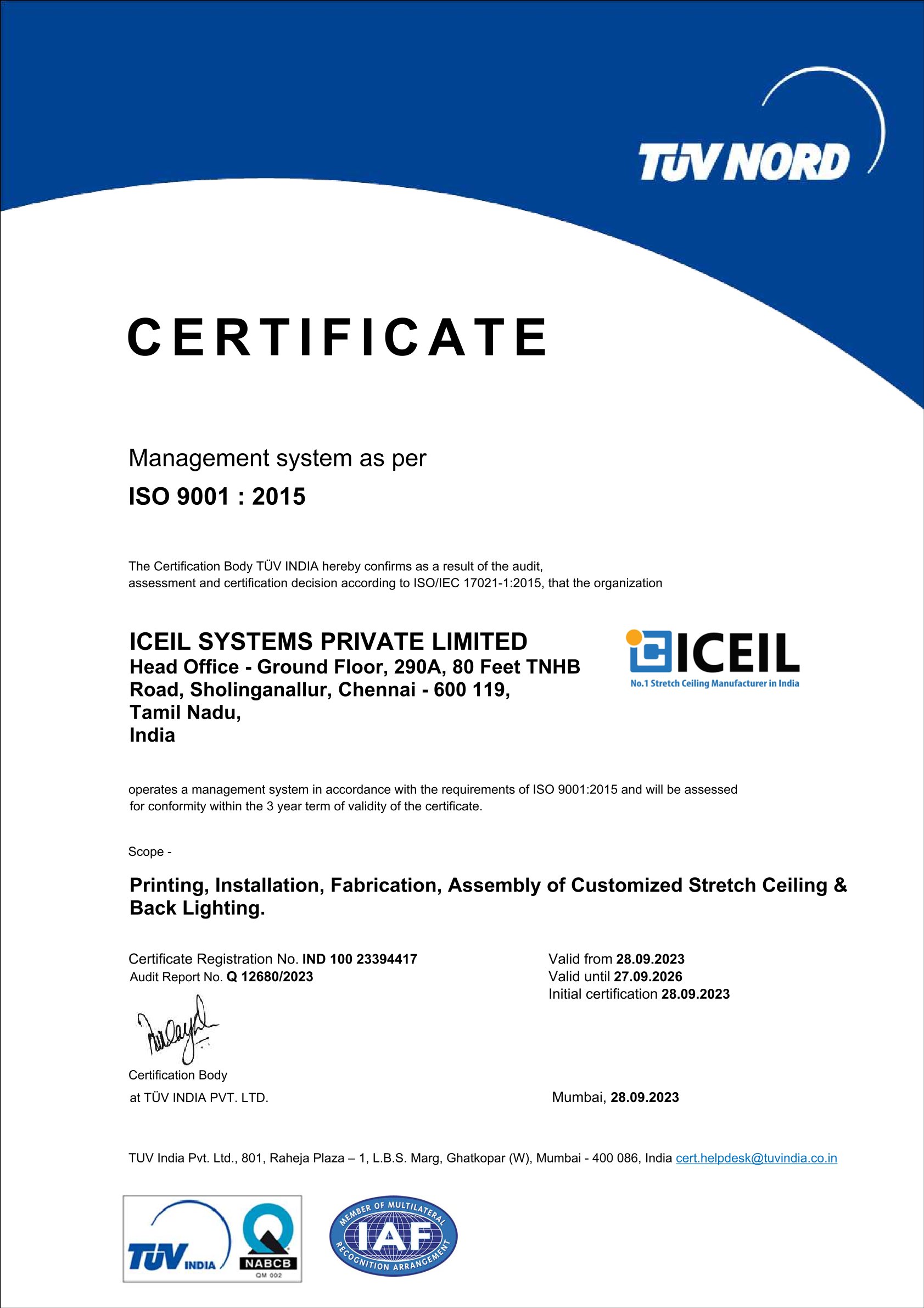 ISO Certificate - Office